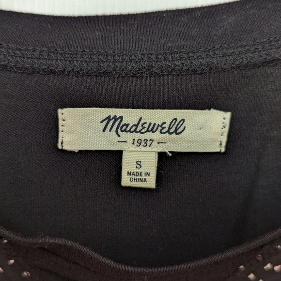 Madewell size small black and white heart sheer blouse with black back. - Picture 3 of 4